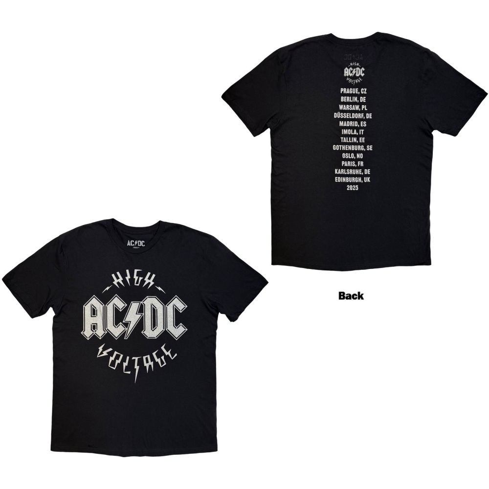 AC/DC - Silver High Voltage EU Tour '25 Herren TShirt - Schwarz